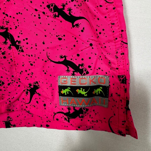 Gecko Hawaii Mens Neon Pink Gecko Splatter Print Swim Trunks Shorts Medium NWT - Picture 4 of 7